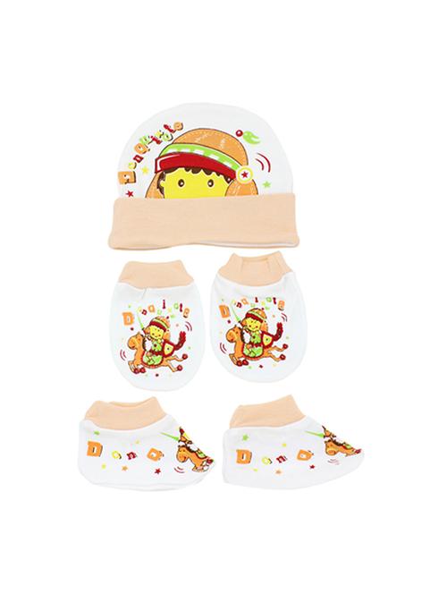 orange cotton mittens bootie and cap set - 16546670 - Very Small Image - 1