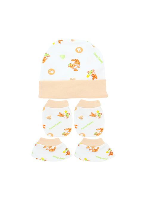 orange cotton mittens bootie and cap set - 16546691 - Very Small Image - 1