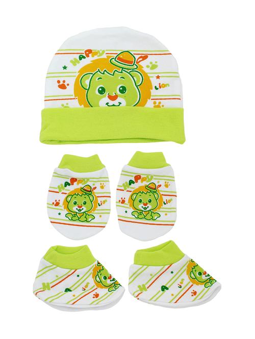 green cotton mittens bootie and cap set - 16546711 - Very Small Image - 1