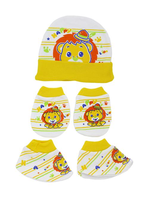 yellow cotton mittens bootie and cap set - 16546712 - Very Small Image - 1