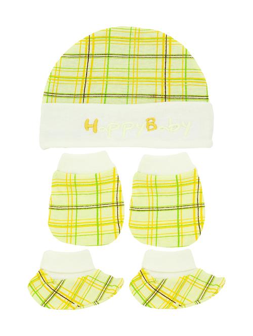 yellow cotton mittens bootie and cap set - 16546720 - Very Small Image - 1