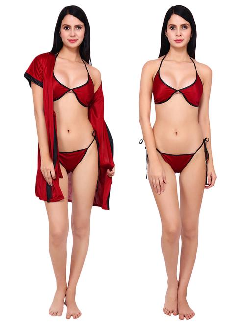red solid robe & bikini set - 16546781 - Very Small Image - 1