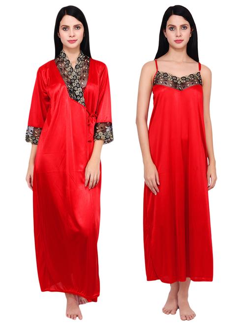 lace detail robe with nighty - 16546784 - Very Small Image - 1