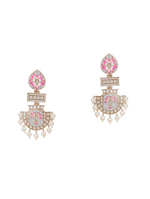 grey gold plated drop earring - 16546918 - Very Small Image - 1