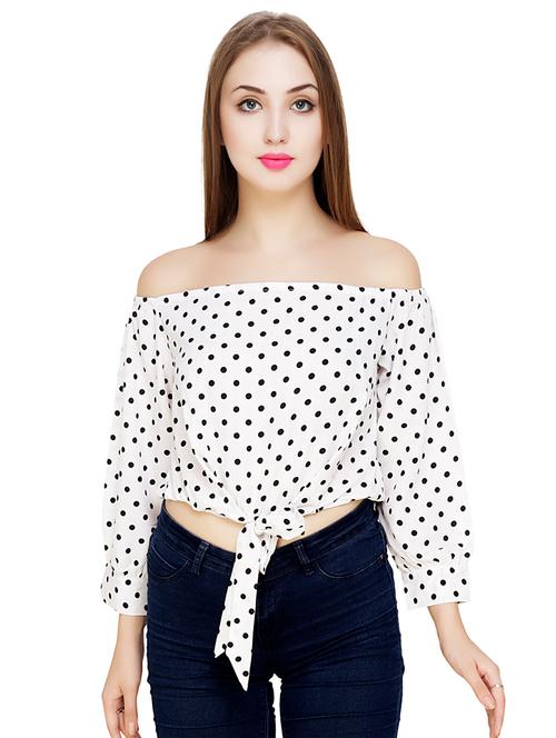 off shoulder polka dot top - 16547039 - Very Small Image - 1