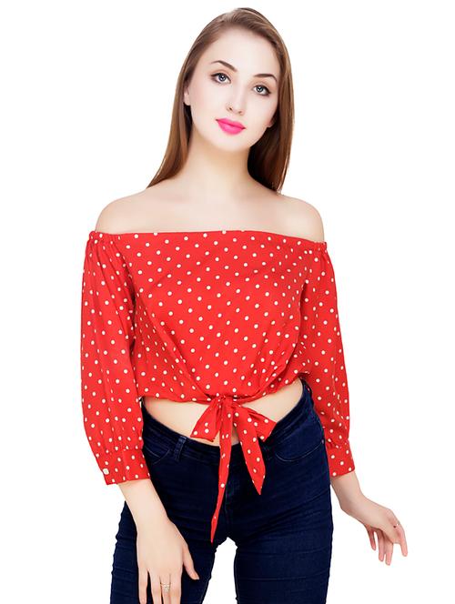 off shoulder polka dot top - 16547040 - Very Small Image - 1