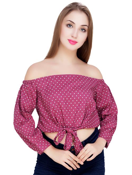 off shoulder polka dot top - 16547041 - Very Small Image - 1