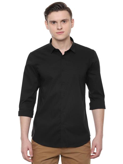 black solid casual shirt - 16547193 - Very Small Image - 1