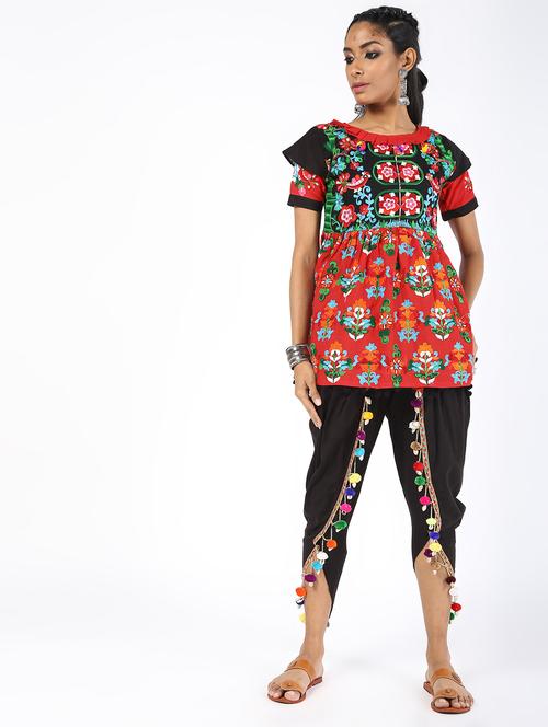 embroidered kurti with dhoti salwar set - 16547317 - Very Small Image - 1