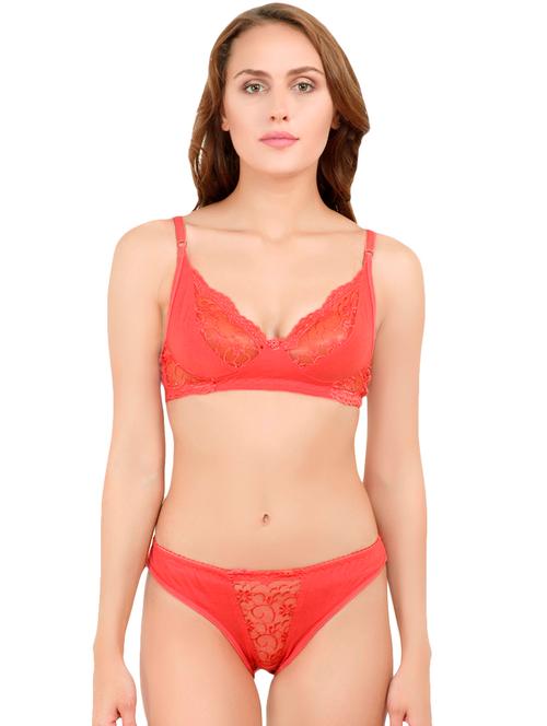 floral patch laced bra & panty set - 16547660 - Very Small Image - 1