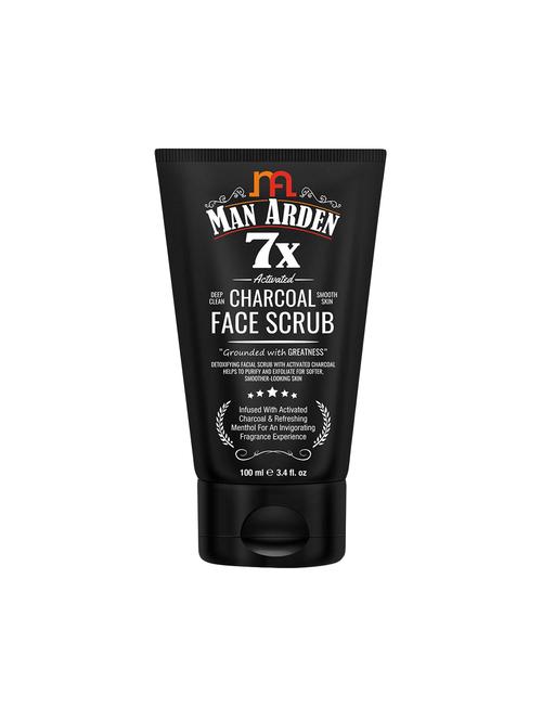 man arden 7x activated charcoal face scrub 100ml - infused with vitamin c & menthol - 16547738 - Very Small Image - 1