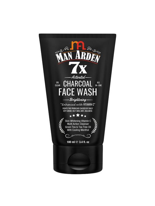 man arden 7x activated charcoal face wash brightening, 100ml - enhanced with vitamin c, menthol - 16547749 - Very Small Image - 1