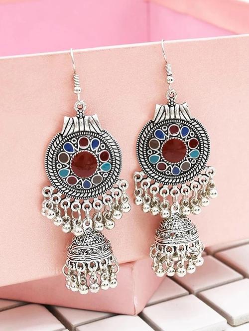 silver zinc jhumka earring - 16548136 - Very Small Image - 1