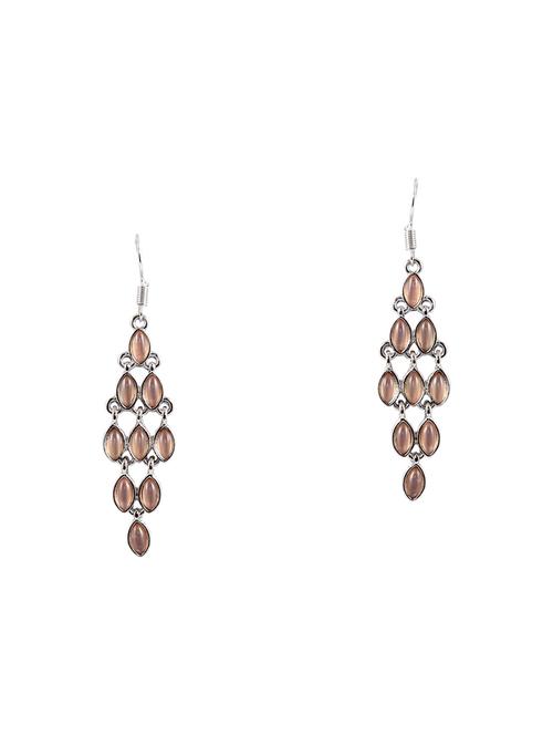 pink silver plated drop earrings - 16548148 - Very Small Image - 1