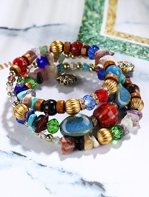 multi colored crystal beaded bracelet - 16548210 - Very Small Image - 1