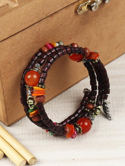 multi colored wood beaded bracelet - 16548223 - Very Small Image - 1
