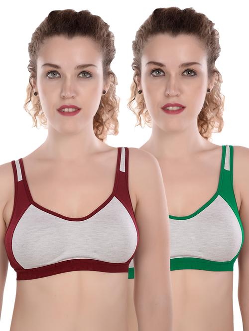 set of 2 color block sports bra - 16548316 - Very Small Image - 1