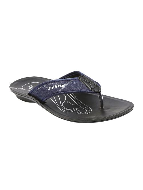 unistar navy blue canvas toe separator slippers - 16548381 - Very Small Image - 1