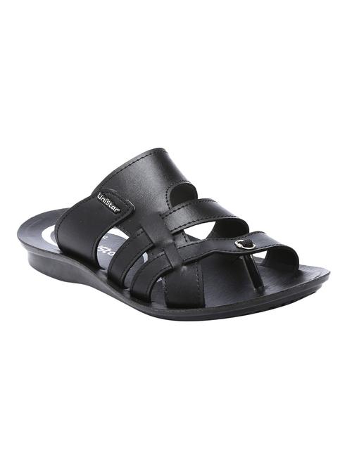 unistar black leatherette slip on slippers - 16548386 - Very Small Image - 1