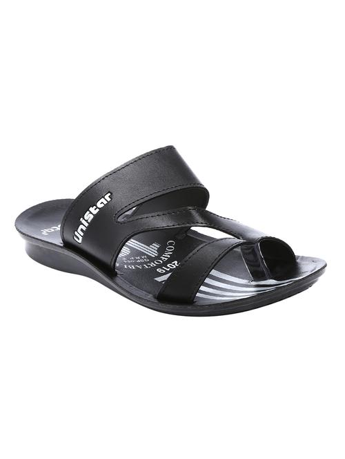 unistar black leatherette slip on slippers - 16548392 - Very Small Image - 1