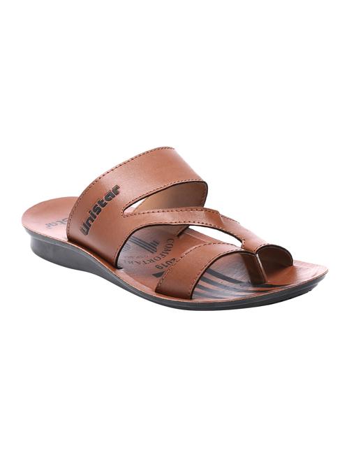 unistar tan leatherette slip on slippers - 16548394 - Very Small Image - 1