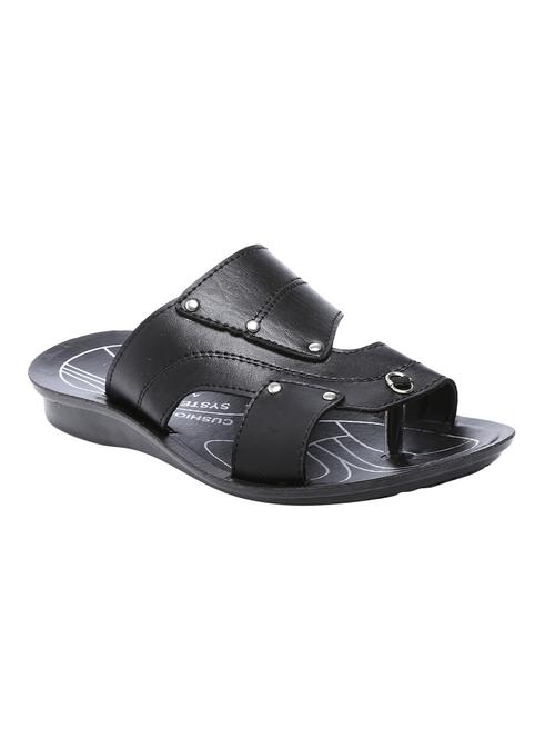 unistar black leatherette slip on slippers - 16548398 - Very Small Image - 1