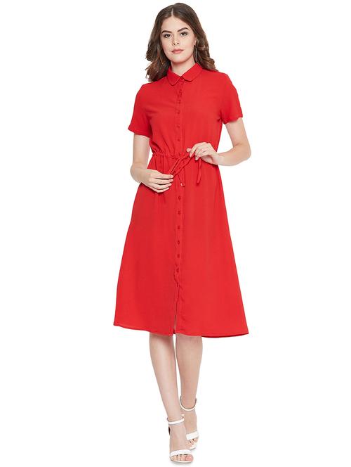 drawstring button up a-line dress - 16548932 - Very Small Image - 1
