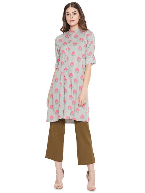 roll up sleeved floral tunic - 16548945 - Very Small Image - 1
