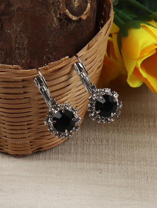 green silver tone plated drop earring - 16549023 - Very Small Image - 1