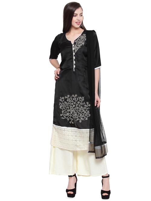 embroidered kurta with palazzo set - 16549180 - Very Small Image - 1