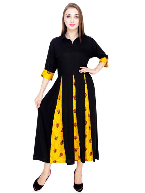 color block shirt collar a-line dress - 16549781 - Very Small Image - 1