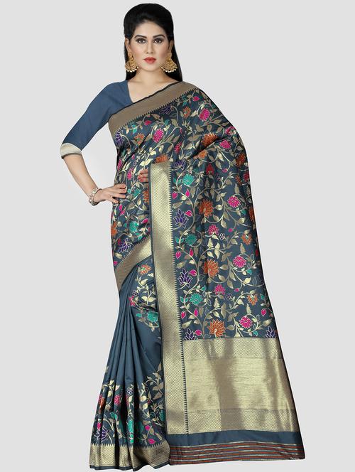 floral woven saree - 16549787 - Very Small Image - 1