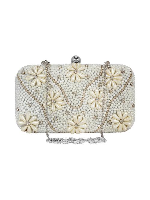 white faux silk structured clutch - 16550298 - Very Small Image - 1