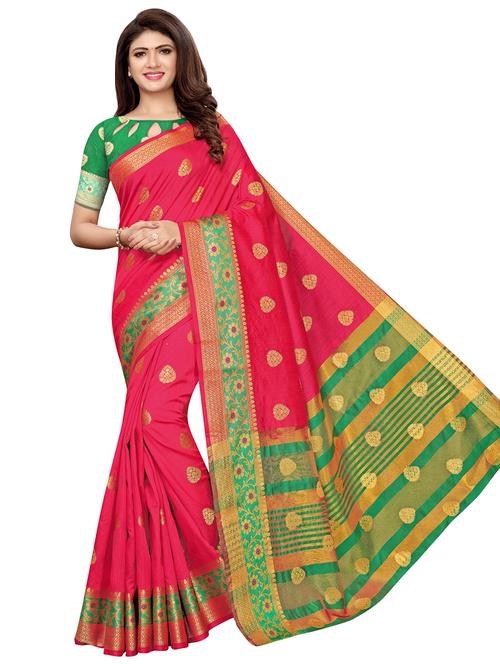 floral woven saree with blouse - 16550450 - Very Small Image - 1