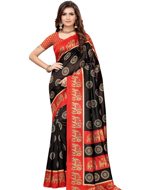 conversational printed saree with blouse - 16550485 - Very Small Image - 1