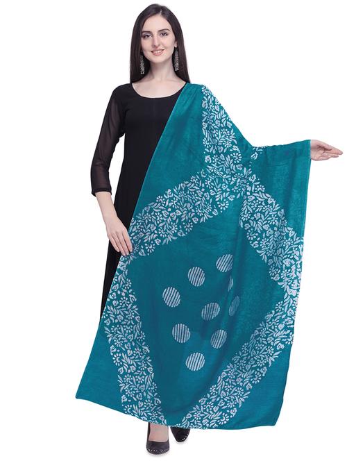 turquoise poly cotton dupatta - 16550605 - Very Small Image - 1