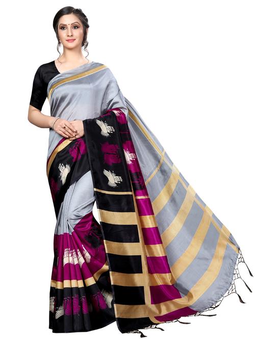 kalamkari mysore silk saree with blouse - 16551129 - Very Small Image - 1