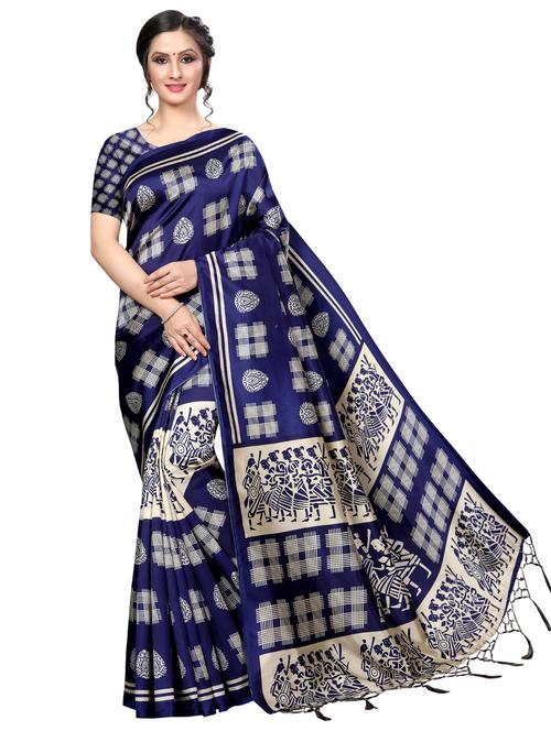 checkered mysore silk saree with blouse - 16551136 - Very Small Image - 1