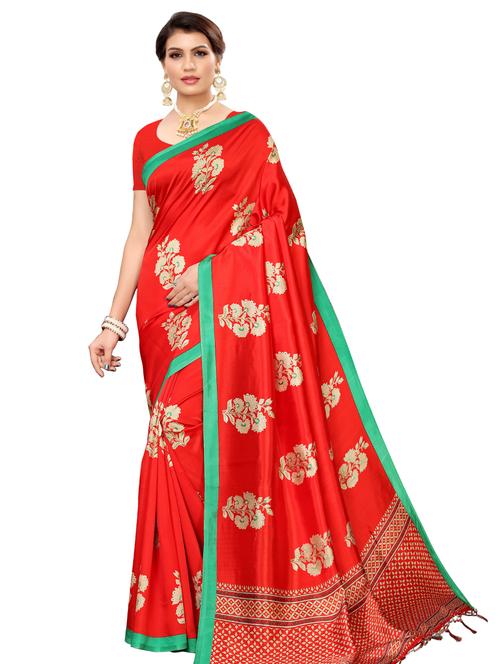 floral mysore silk saree with blouse - 16551141 - Very Small Image - 1