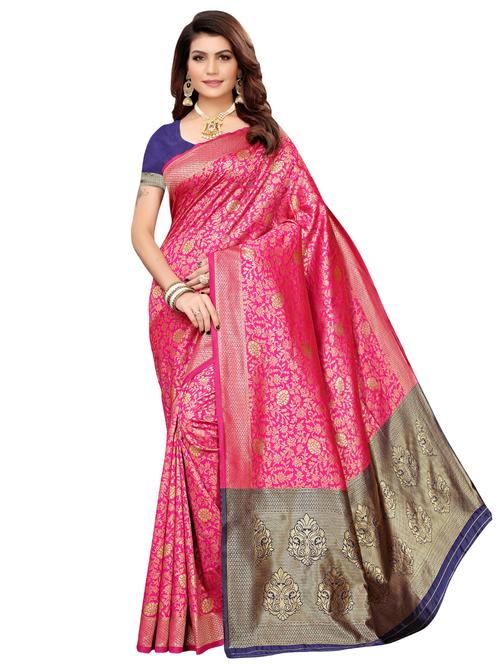 floral mysore silk saree with blouse - 16551155 - Very Small Image - 1