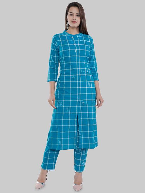 checkered straight kurta - 16551702 - Very Small Image - 1