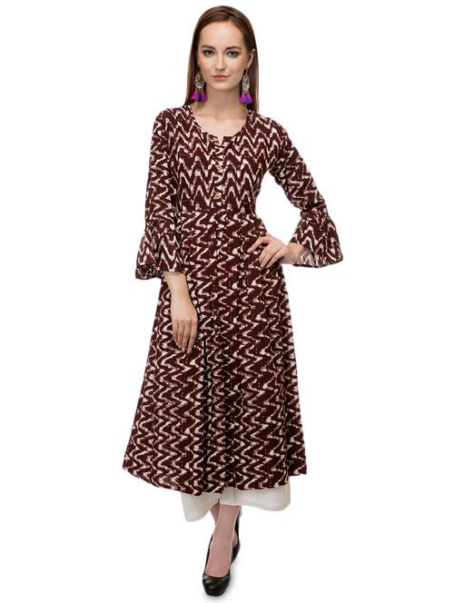 chevron anarkali kurta - 16551715 - Very Small Image - 1