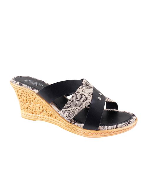 ekta black leatherette slip on wedges - 16551806 - Very Small Image - 1
