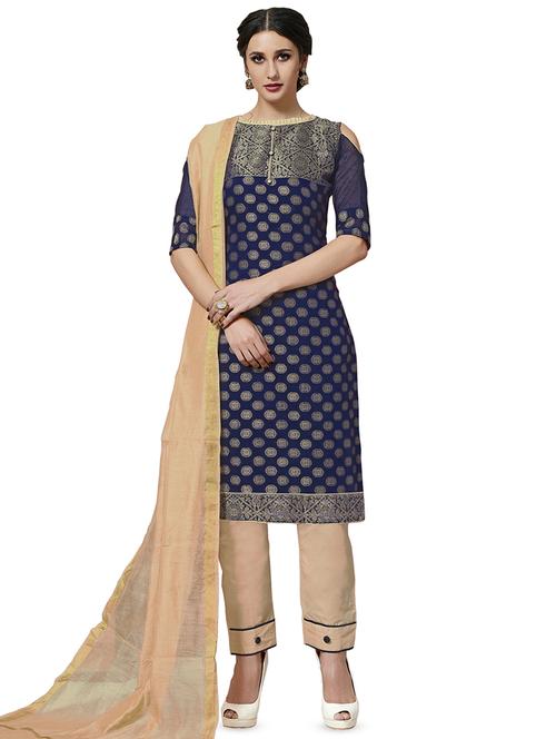 ethnic motif unstitched suit - 16551837 - Very Small Image - 1