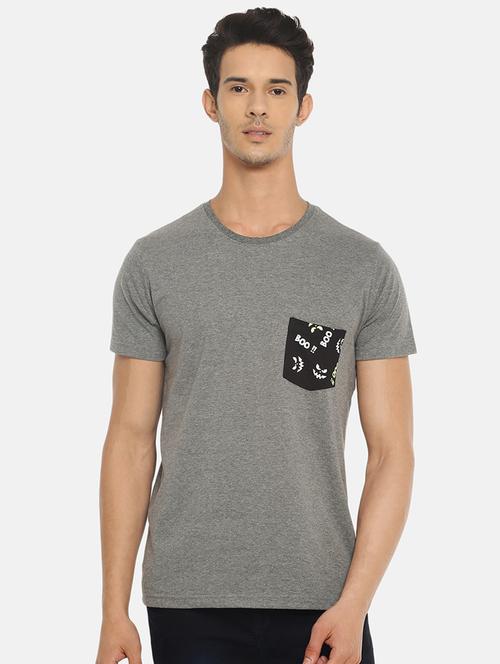 grey solid pocket t-shirt - 16552012 - Very Small Image - 1