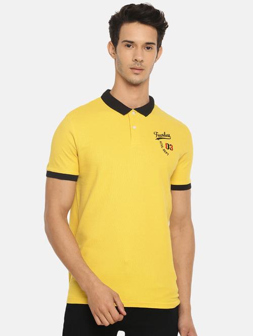 yellow chest print collared t-shirt - 16552017 - Very Small Image - 1