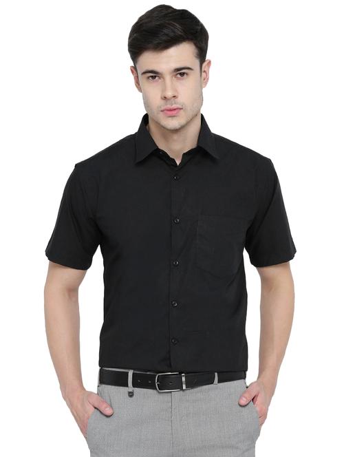 black solid formal shirt - 16552753 - Very Small Image - 1
