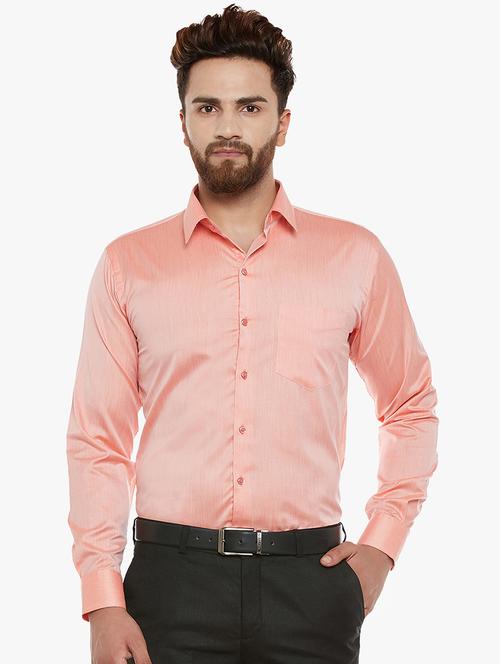 orange solid formal shirt - 16552831 - Very Small Image - 1