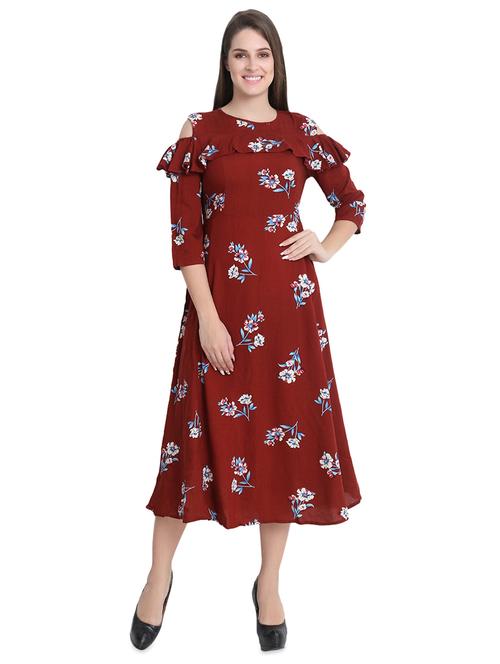 cold shoulder floral a-line dress - 16552886 - Very Small Image - 1