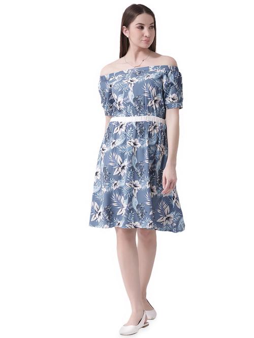 off shoulder floral a-line dress - 16552918 - Very Small Image - 1